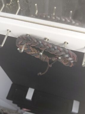 Braided Leather Adjustable Bracelet - Brown & Black